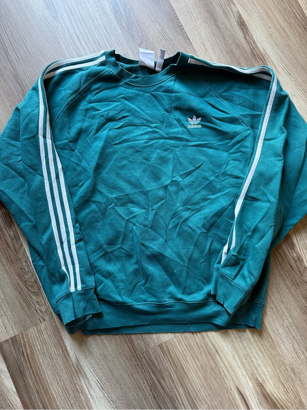 adidas Teal Crewneck Sweatshirt with White Stripes